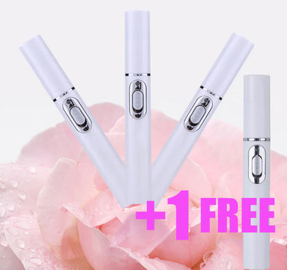 Buy 3 Blue Light Acne Treatment devices and get 1 FREE - special promotional offer for ClearifySkin KD-7910 acne pen (elegant rose petal background)